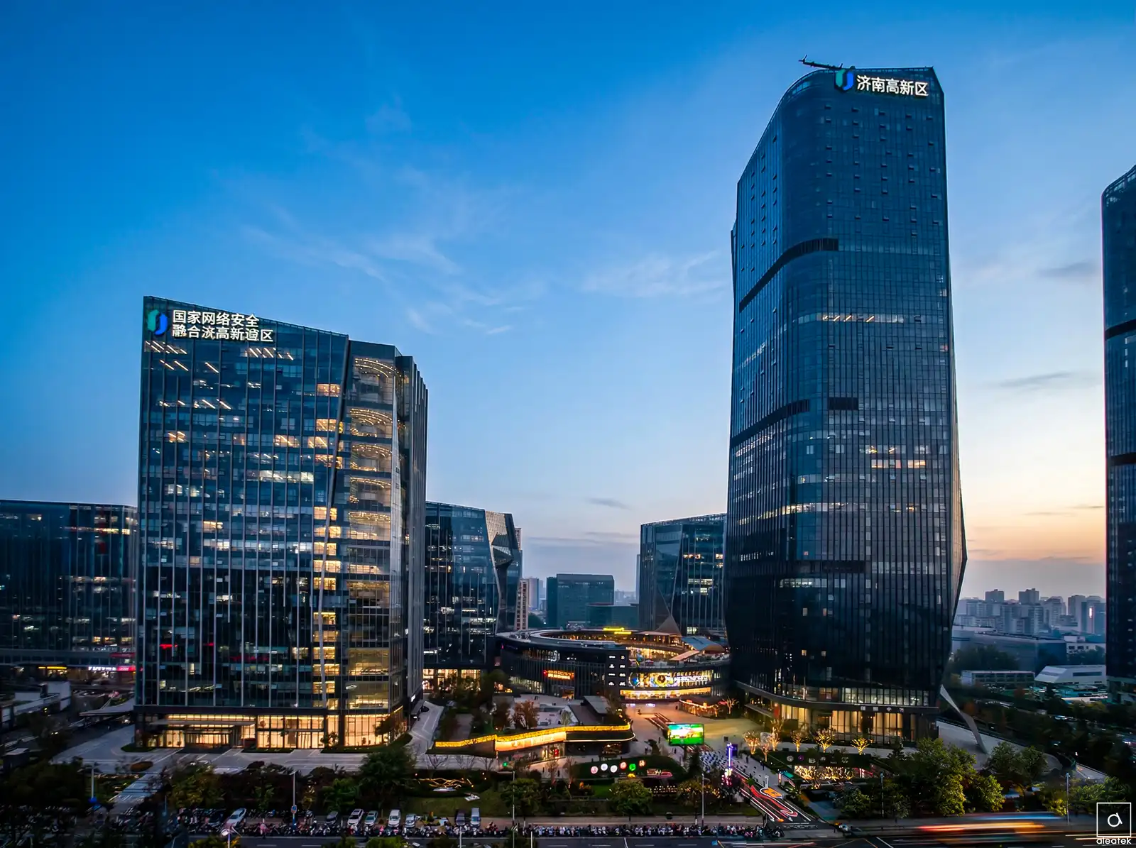 Shandong Big Data Industry Base Complex exterior, modern architectural design by Aleatek in Jinan new CBD